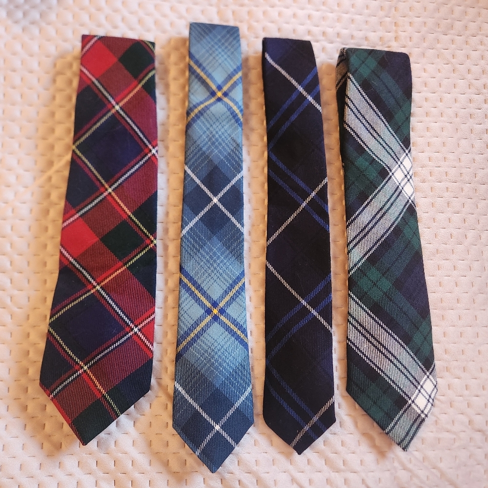 ​Lot of 4 Vintage Lochcarron of Scotland 100% Pure Wool Tartan Plaid Ties